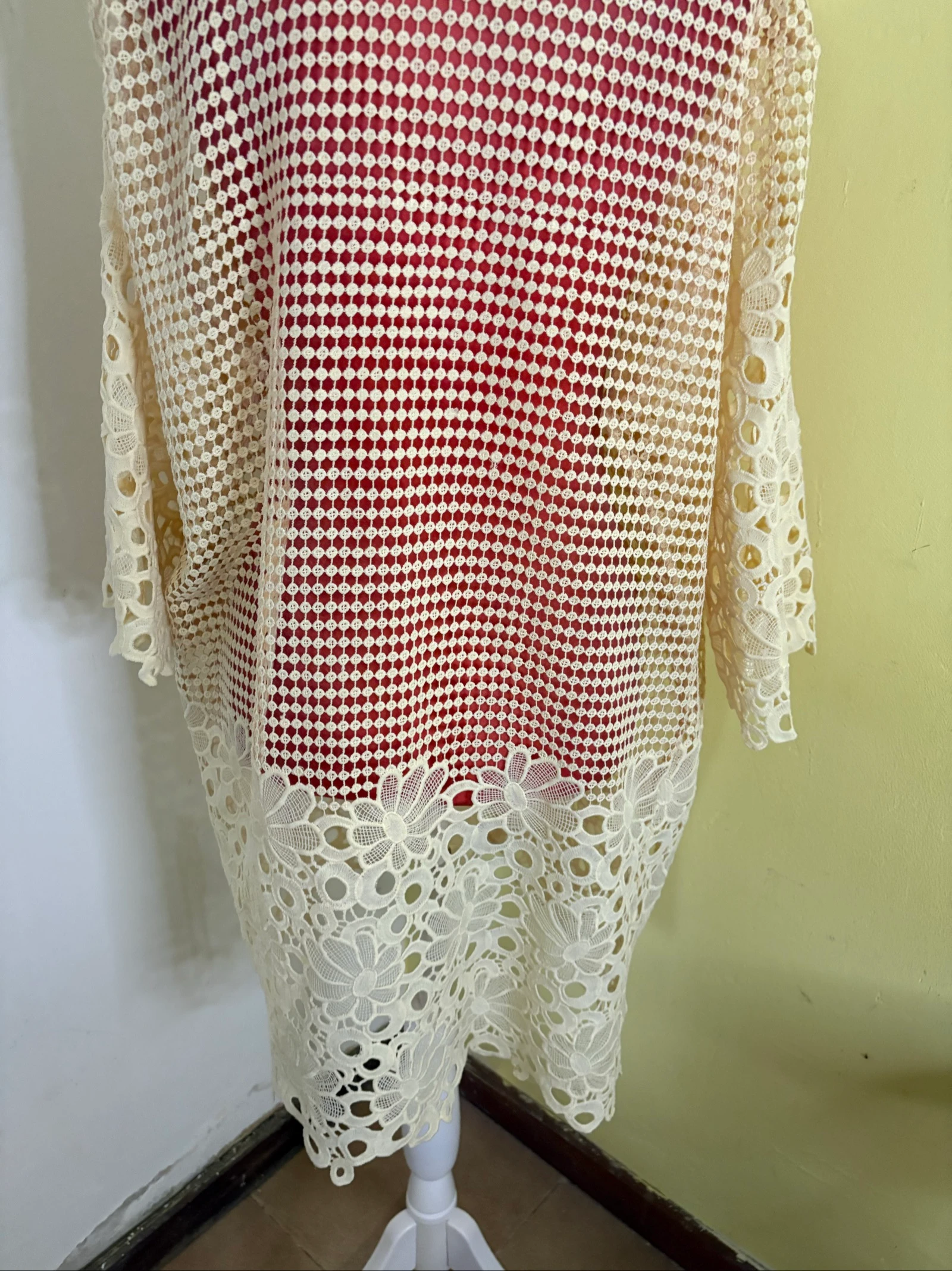Kimono en Crochet Cru avec Dentelle Florale – photo 5